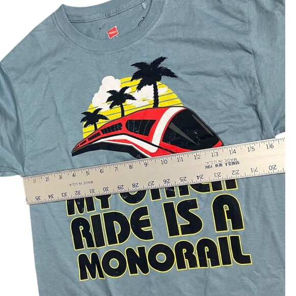 Hanes Disney Parks  T-Shirt Mens S Blue My Other Ride is a Monorail Attractions - Picture 5 of 8